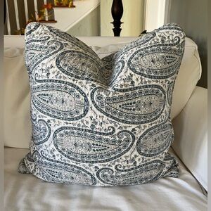 Lauren Ralph Lauren Blue White Paisley Pillow  20”x20” with Feather Insert